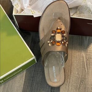 Naturalizer Women's Tan Sandals with Beaded Design